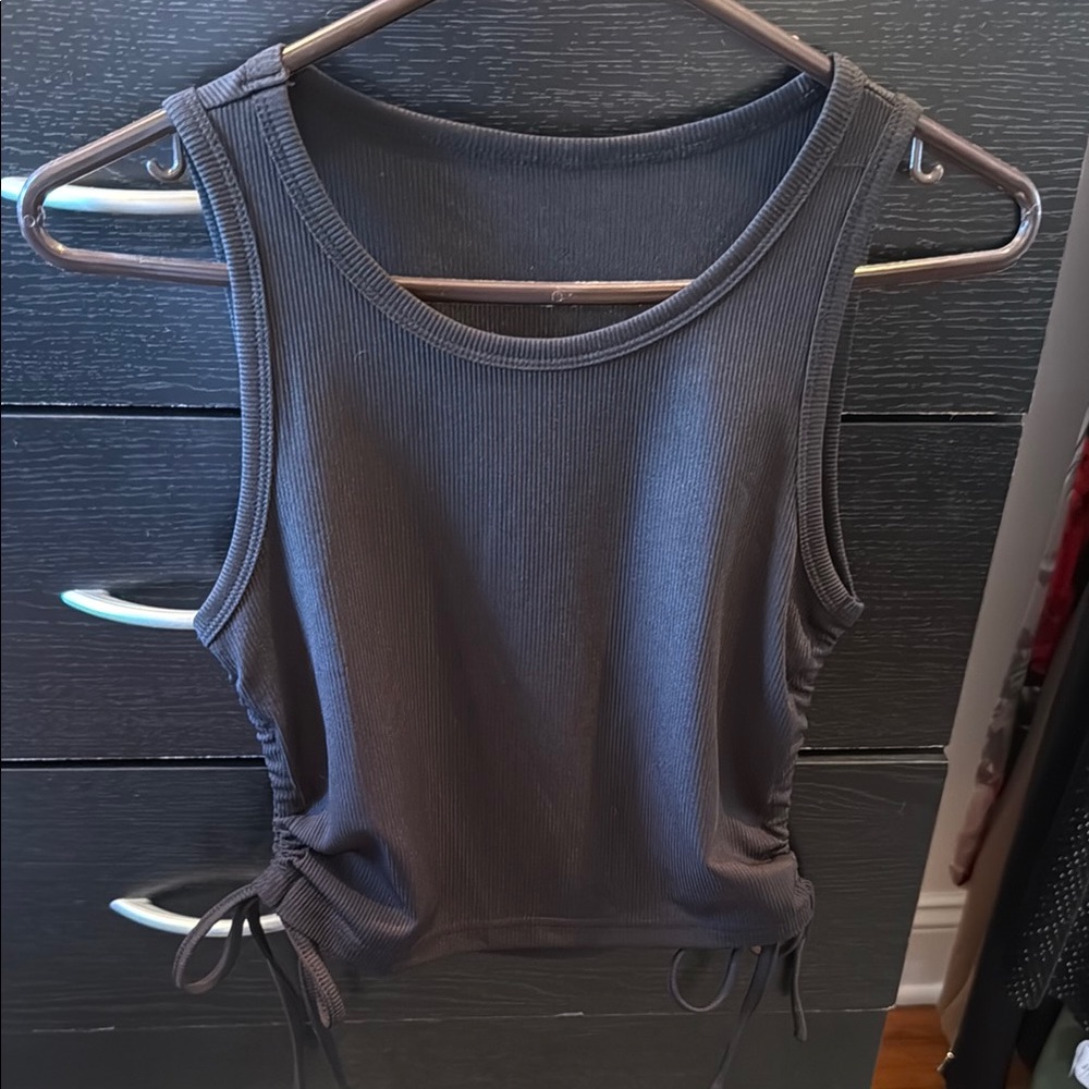 Gray Ribbed Tank Top